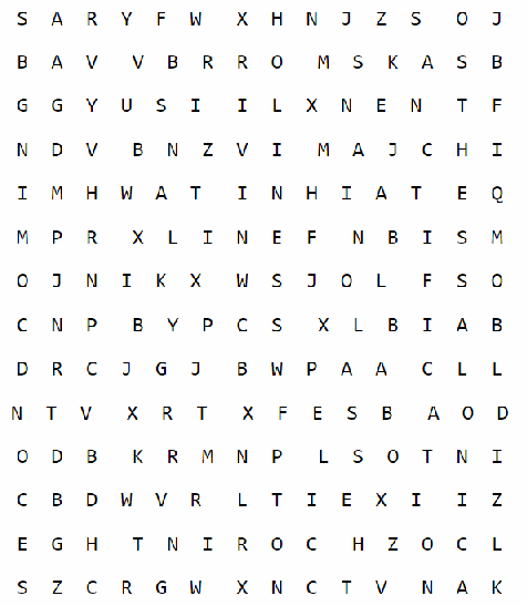 grid of letters for a word
search puzzle