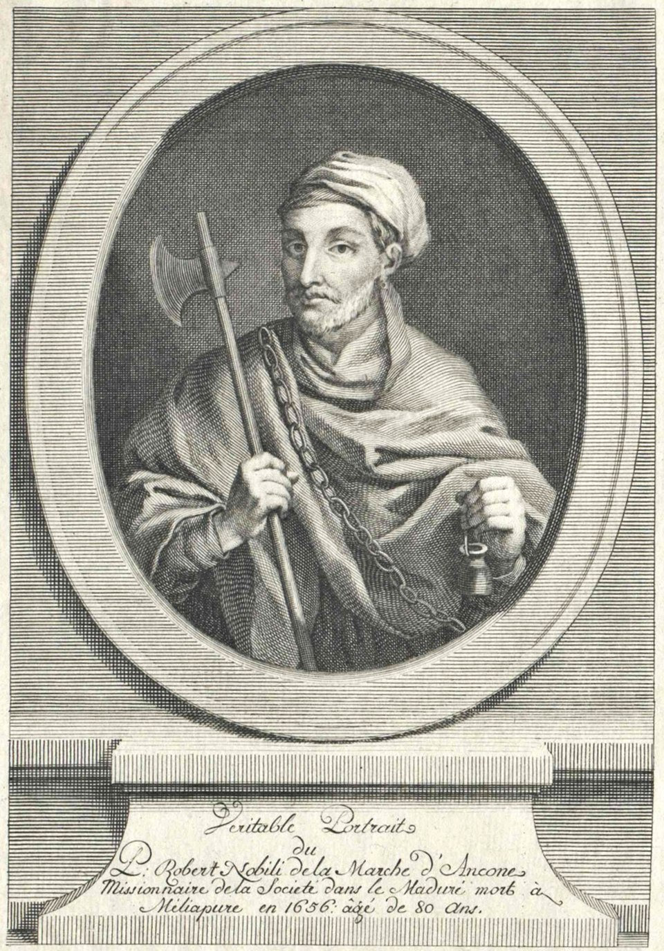 Drawing of a man holding objects symbolizing willingness to endure hardship and death