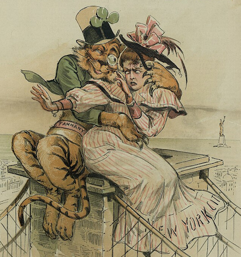 Tammy Tiger putting his hands all over a young lady who is obviously very uncomfortable at what he's doing