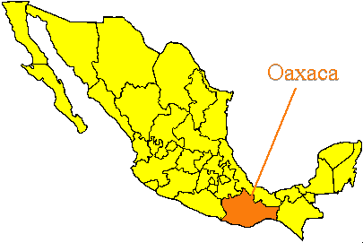 map of Mexico with
Oaxaca state highlighted