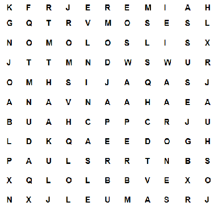 grid of letters for word
search puzzle