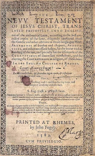 Opening title page of a 1582 Douai-Rheims New Testament