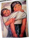 painting of indigenous mother
and child