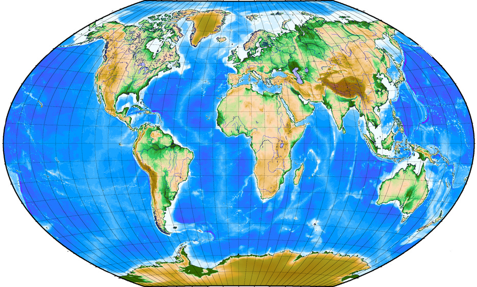 topographical map of the world