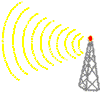 drawing of radio tower
with waves emaaanating from it