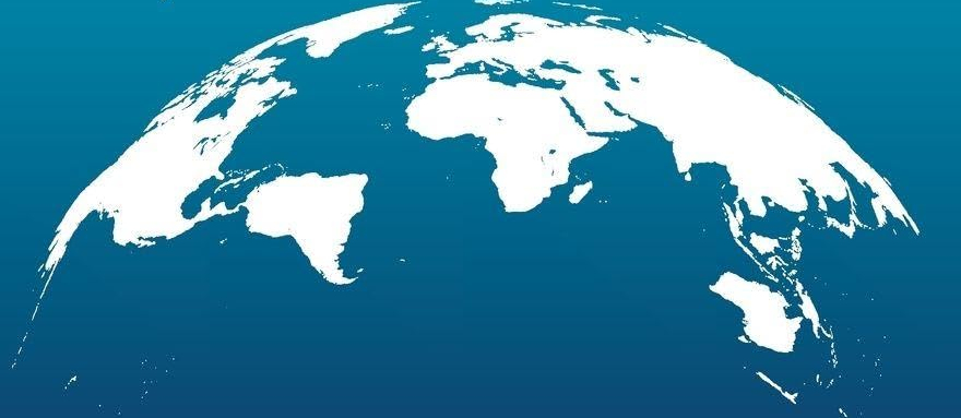 Outline of a flattened globe showing all the continents together