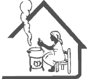 drawing of Haitian woman cooking
over open fire