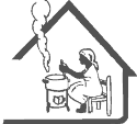 drawing of Haitian woman cooking
over open fire