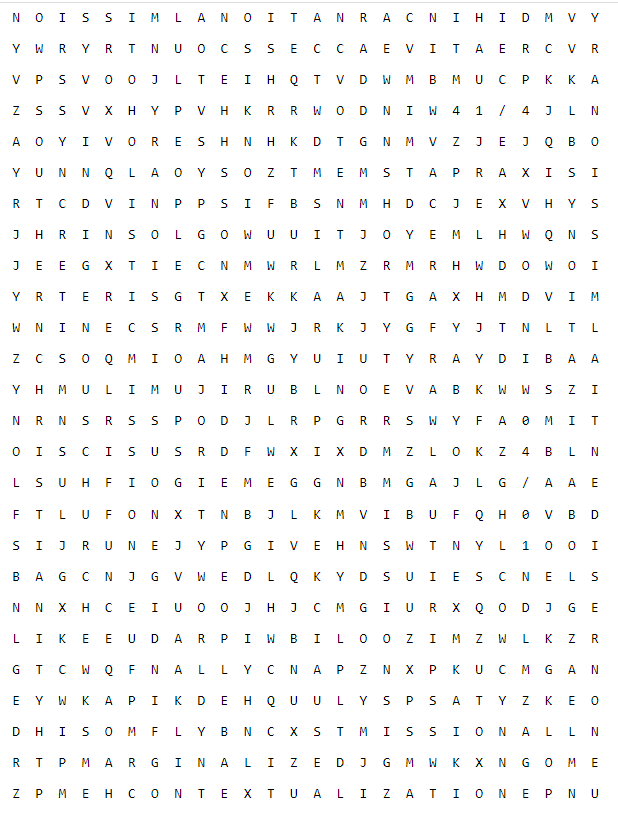grid of letters for word serach puzzle