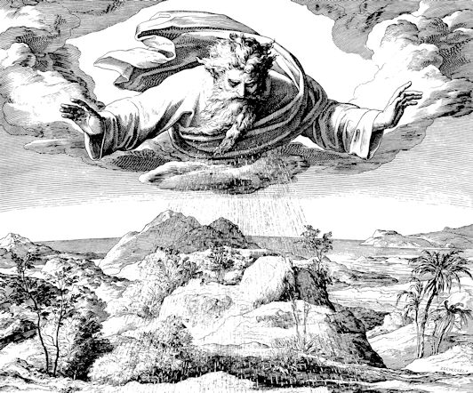 God hovering over the earth breathing life into it