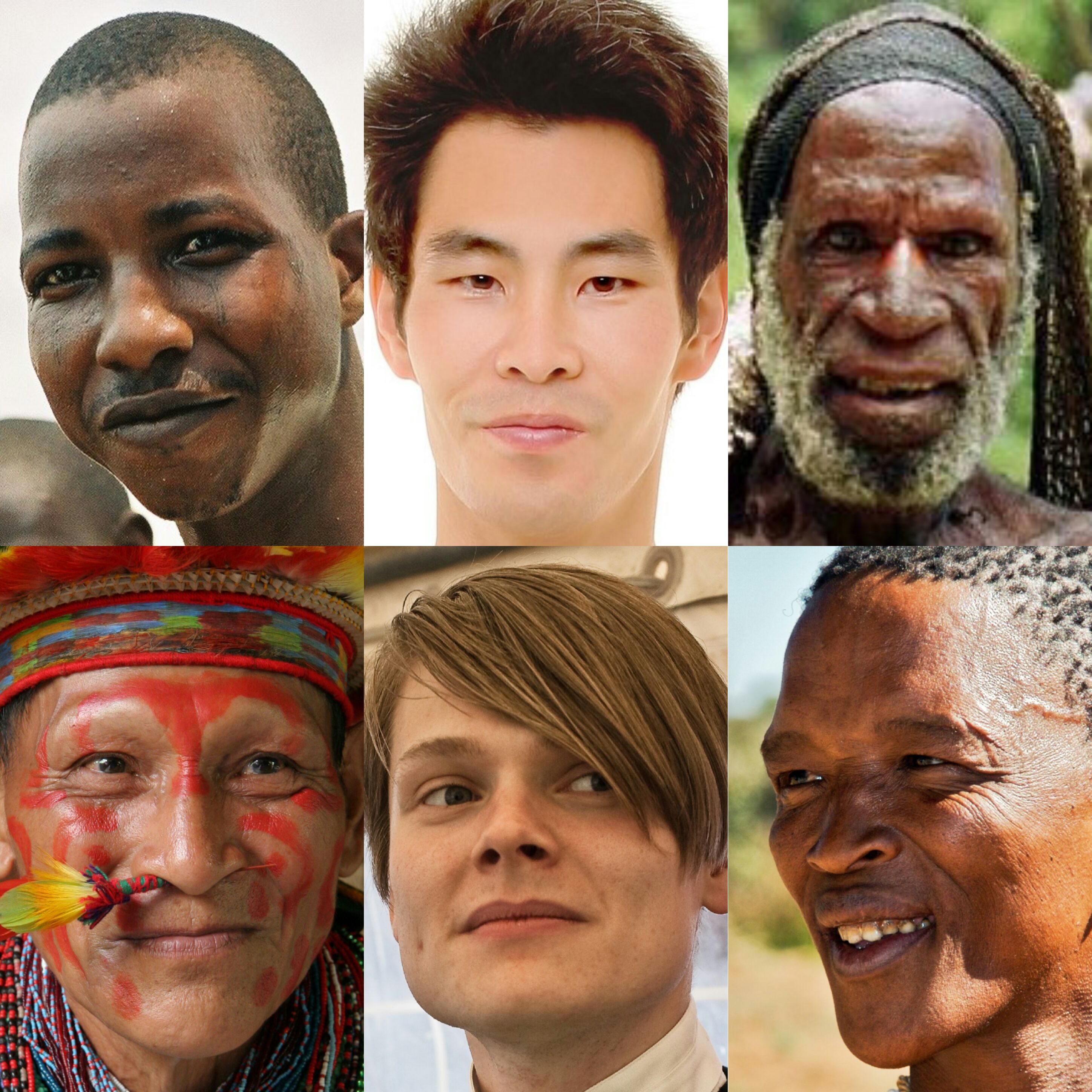 Facial photos of people from six different racial and ethnolinguistic groups