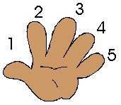 drawing of a hand with fingers
outstretched