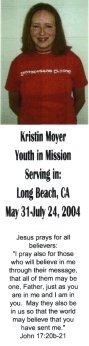 prayer card for Kristin Moyer