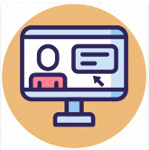 Drawing of a computer screen with a person next to something written on a board