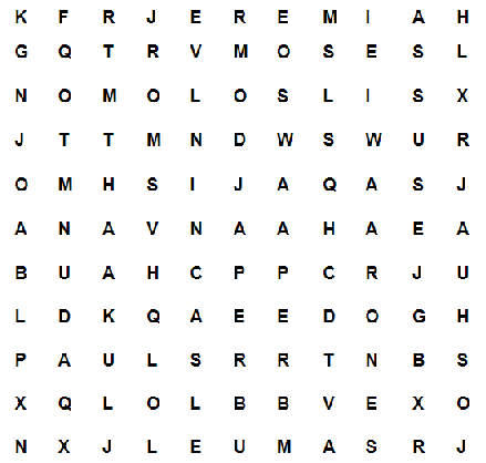 grid of letters for word
search puzzle