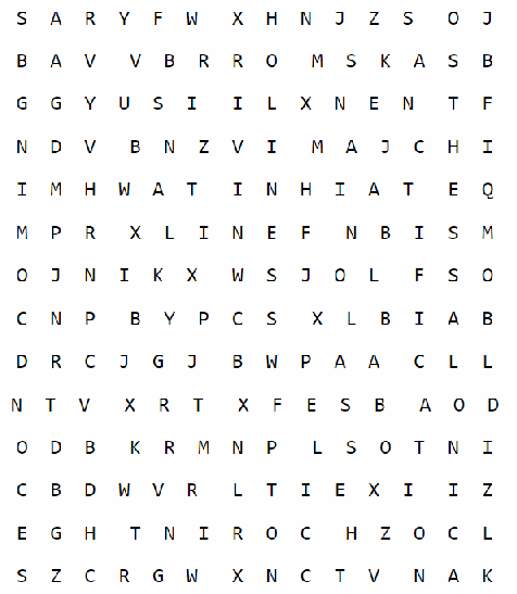 grid of letters for a word
search puzzle